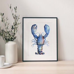 Beach House Decor, Watercolor Lobster Art Print, Ocean Wall Art image 1