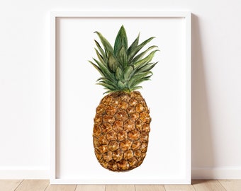 Pineapple Wall Art, Tropical Pineapple Wall Art, Tropical Fruit Painting, Pineapple Watercolor, Pineapple Wall Decor