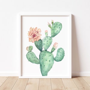 Cactus Print, Desert Art, Desert Wall Art, Desert Print, Cactus Painting, Prickly Pear Cactus Print image 1