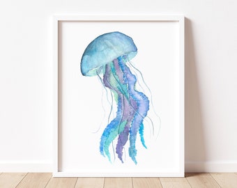 Watercolor Jellyfish Art Print, Sea Creature Art Print, Beach Wall Art, Ocean Wall Art, Coastal Wall Art, Beach House Decor