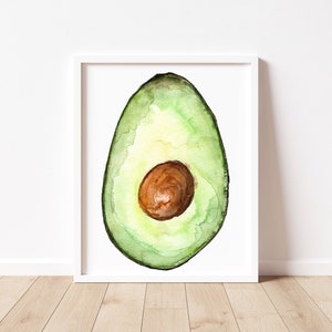 Avocado Art Print, Avocado Wall Art, Vegetable Watercolor Art Print, Avocado Painting