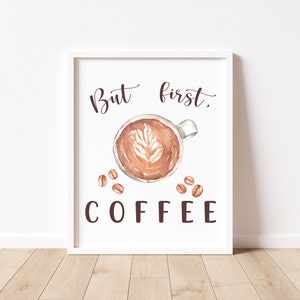 Coffee Wall Art, Coffee Art Print, Coffee Watercolor, Kitchen Decor, Coffee Decor