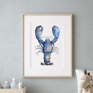 Beach House Decor, Watercolor Lobster Art Print, Ocean Wall Art image 4