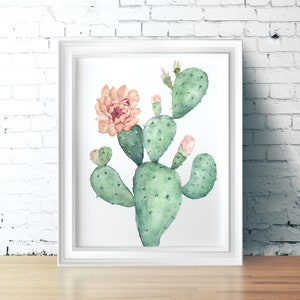 Cactus Print, Desert Art, Desert Wall Art, Desert Print, Cactus Painting, Prickly Pear Cactus Print image 5