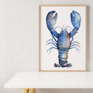 Beach House Decor, Watercolor Lobster Art Print, Ocean Wall Art image 2