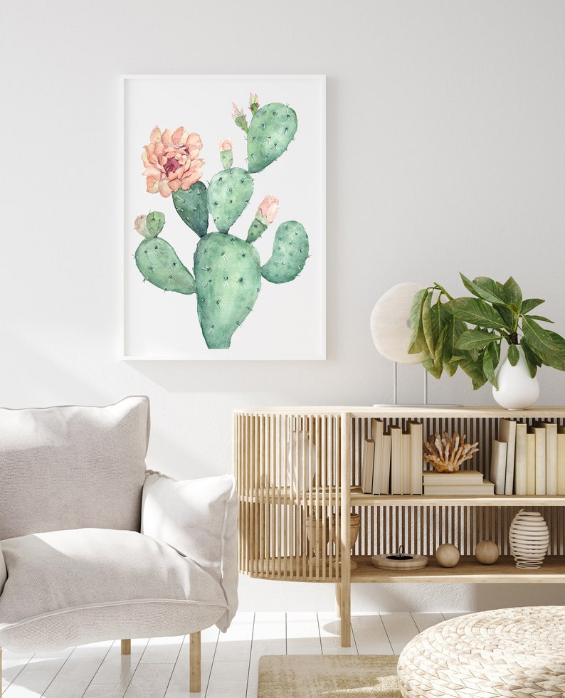 Cactus Print, Desert Art, Desert Wall Art, Desert Print, Cactus Painting, Prickly Pear Cactus Print image 6