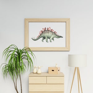 Dinosaur Art Print, Stegosaurus Wall Art, Watercolor Dinosaur, Dino Wall Art, Kids Room Decor, Nursery Decor image 5