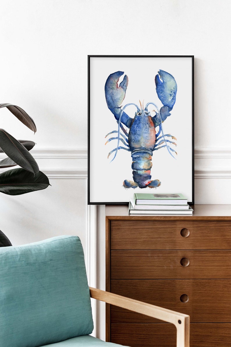 Beach House Decor, Watercolor Lobster Art Print, Ocean Wall Art image 6