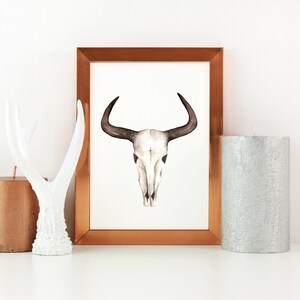Cow Skull Print, Longhorn Skull Print, Cow Skull Wall Art, Southwestern Wall Art
