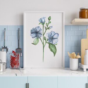 Hibiscus Wall Art, Hibiscus Watercolor Art Print, Hibiscus Print, Botanical Wall Art image 2