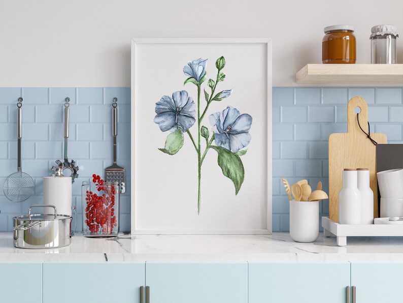 Hibiscus Wall Art, Hibiscus Watercolor Art Print, Hibiscus Print, Botanical Wall Art image 2