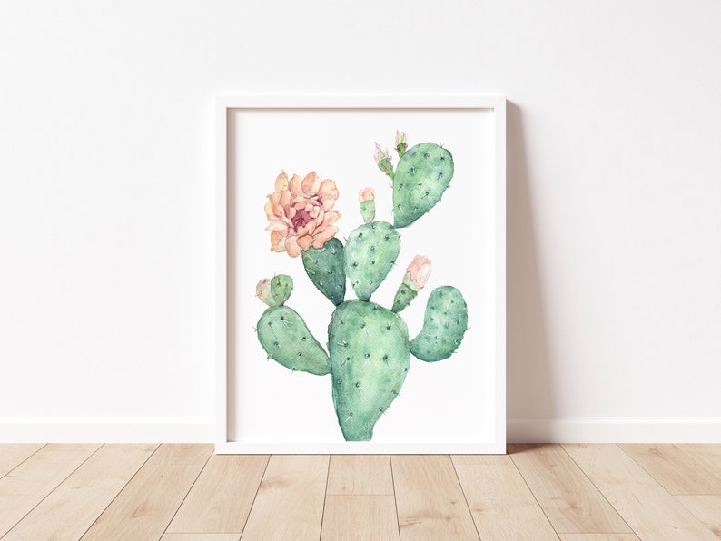 Cactus Print, Desert Art, Desert Wall Art, Desert Print, Cactus Painting, Prickly Pear Cactus Print image 1