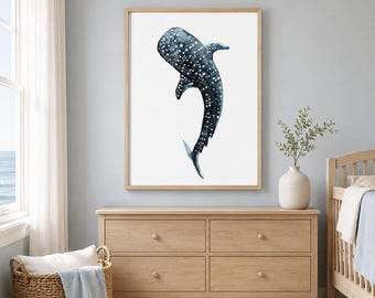 Whale Shark Nursery Print / Ocean Animal Kids Room / Shark Lover Gift