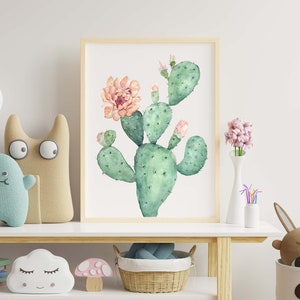 Cactus Print, Desert Art, Desert Wall Art, Desert Print, Cactus Painting, Prickly Pear Cactus Print image 3