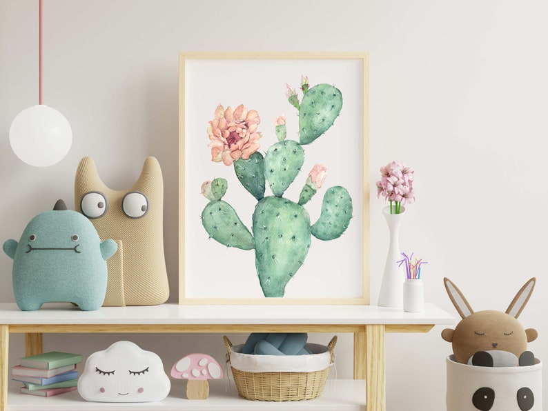 Cactus Print, Desert Art, Desert Wall Art, Desert Print, Cactus Painting, Prickly Pear Cactus Print image 3