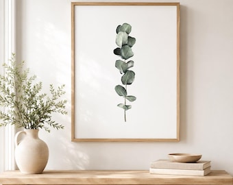 Eucalyptus Leaf Print, Botanical Watercolor Wall Art