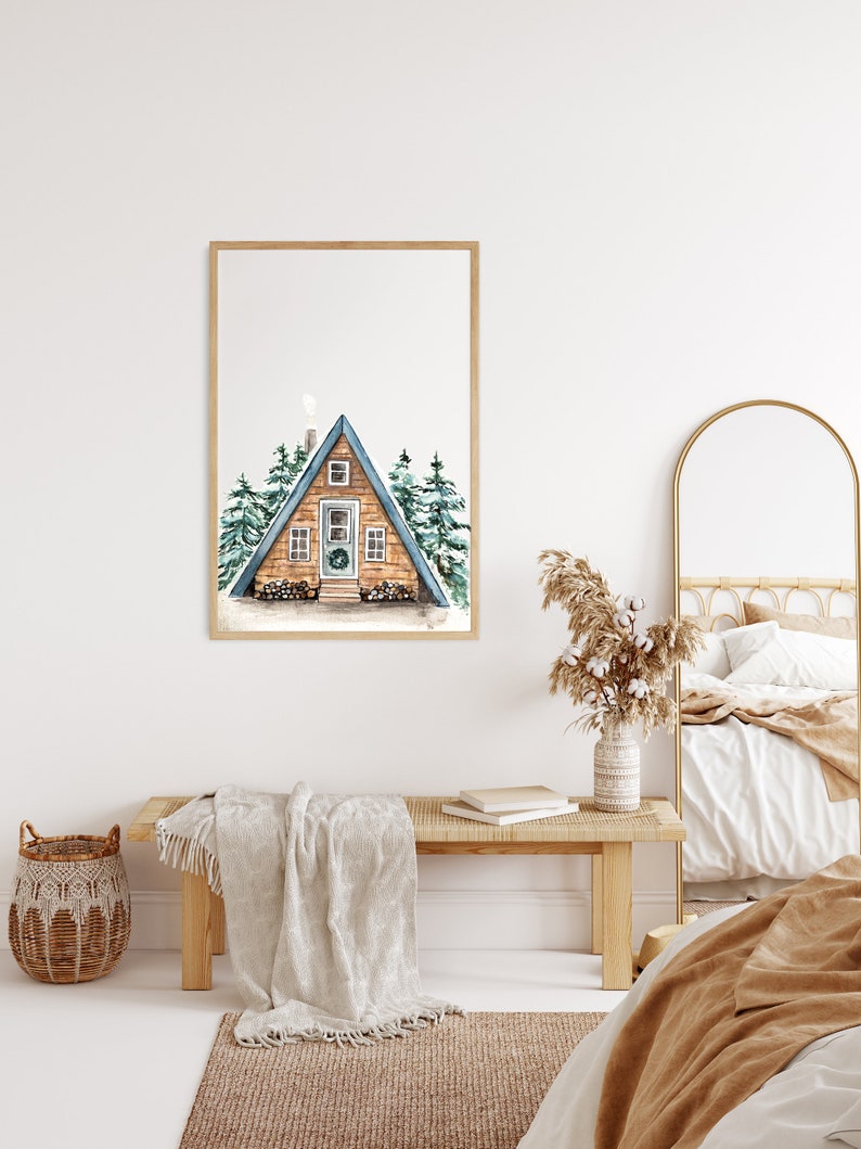A Frame Cabin Watercolor Print - Etsy