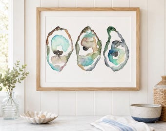 Oyster Art Print, Coastal Watercolor Wall Art