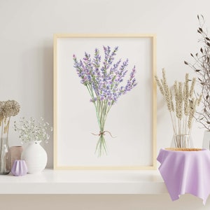 Lavender Art Print, Botanical Wall Art, Watercolor Painting, Minimalist Art, Home Decor