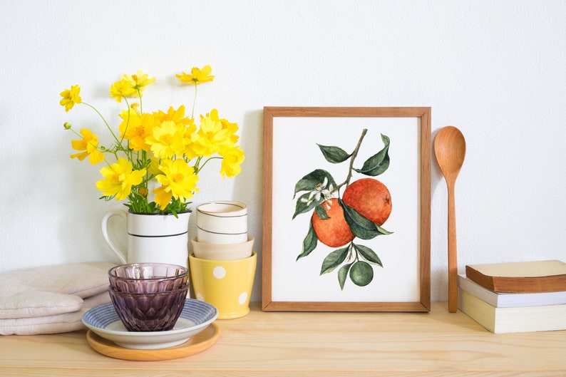 Orange Wall Art, Fruit Art Print, Watercolor Orange Fruit Art Print image 5