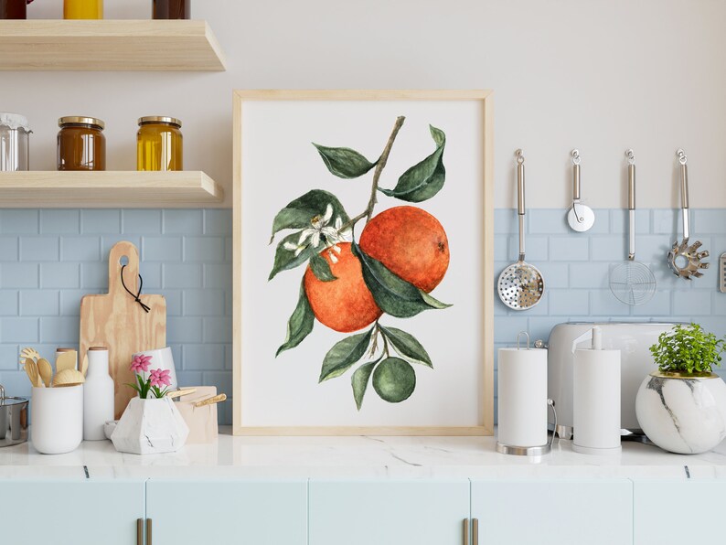Orange Wall Art, Fruit Art Print, Watercolor Orange Fruit Art Print image 4