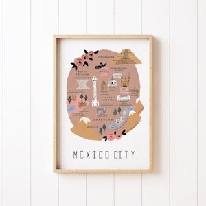 Impressão do mapa do México - Arte de parede da cidade - Presente exclusivo de decoração para casa