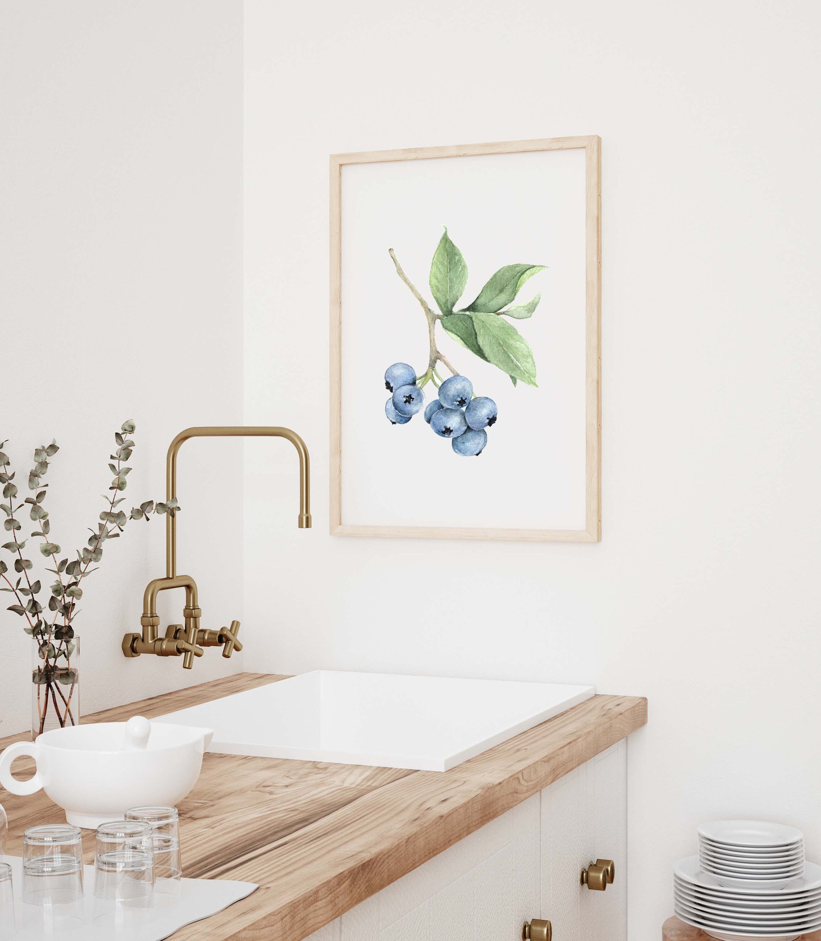 Blueberry Art, Blueberry Print, Watercolor Print, Blueberry Watercolor ...