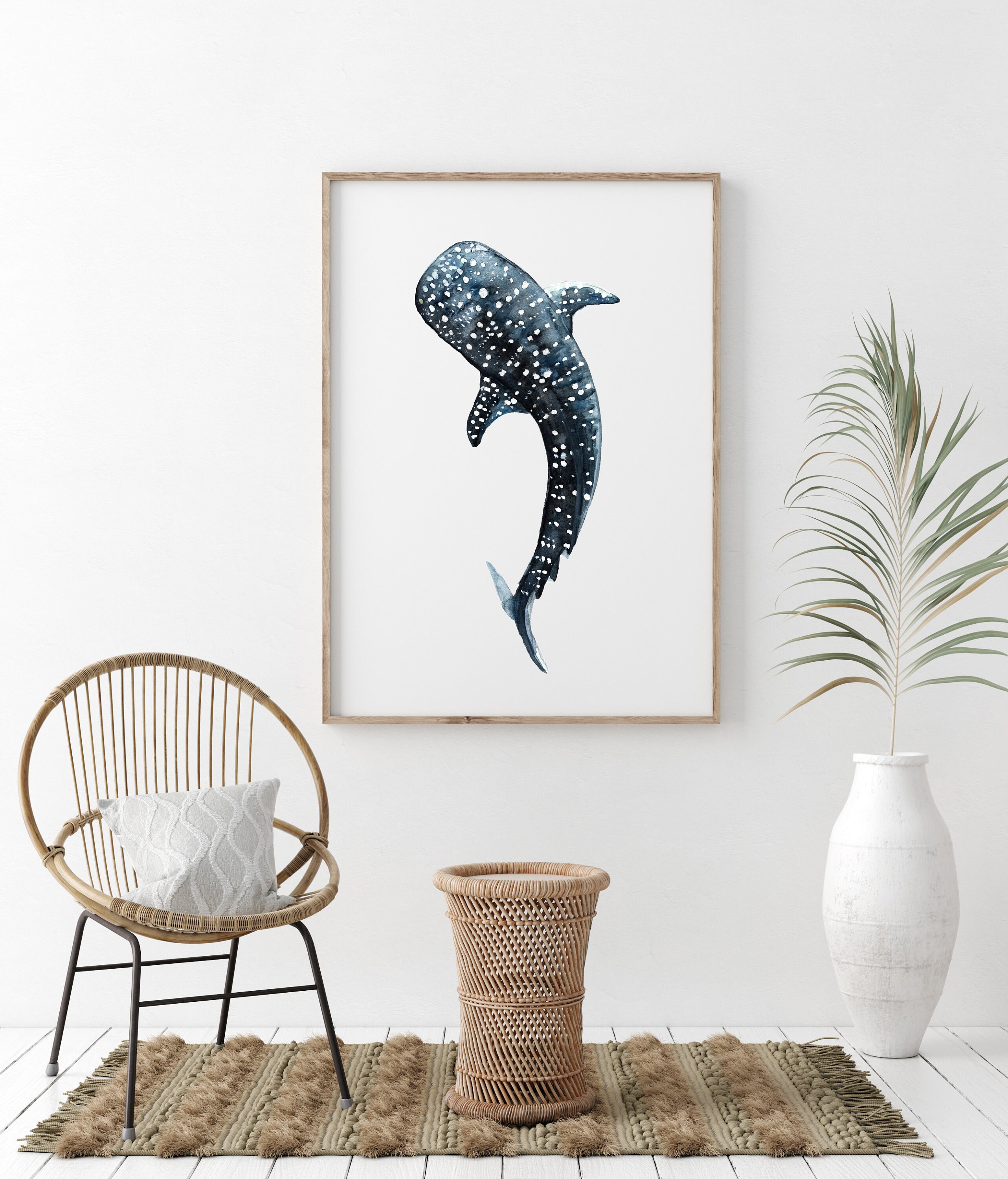 Beach House Decor, Watercolor Whale Shark Art Print, Shark Decor - Etsy