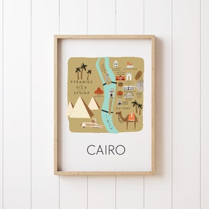 Impression de carte du Caire - Art mural de la ville - Cadeau unique de décoration d'intérieur
