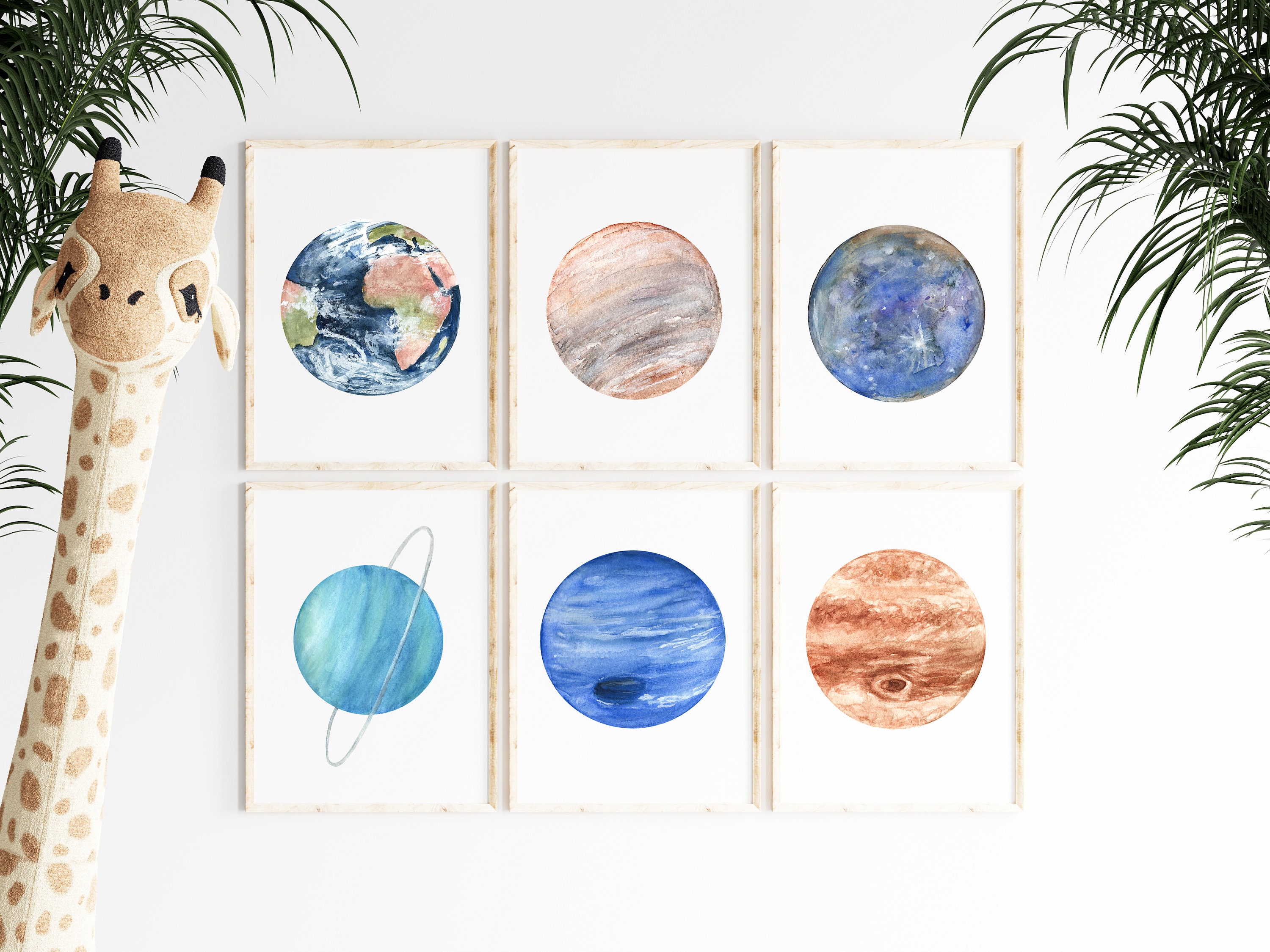 Watercolor Planet Prints, Solar System Nursery Art (set of 8) - Etsy