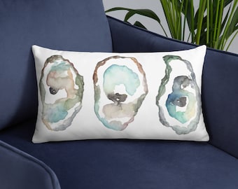 Oyster Throw Pillow, Ocean Decor, Hand Painted Pillow, Minimalist Home Decor