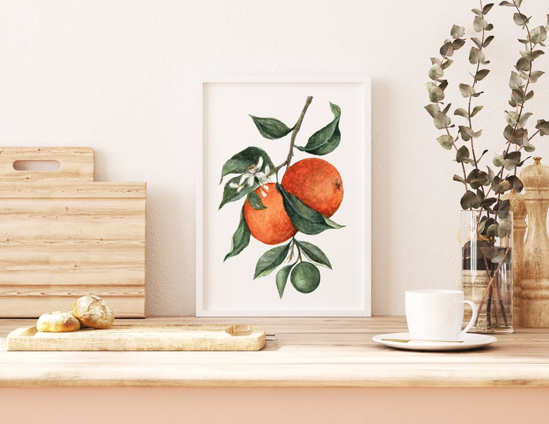 Orange Wall Art, Fruit Art Print, Watercolor Orange Fruit Art Print image 2