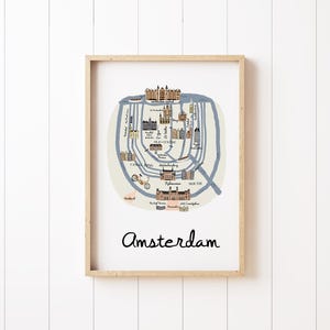 Impression de carte d'Amsterdam - art mural ville - cadeau de décoration d'intérieur unique
