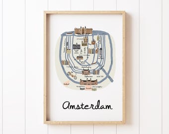 Amsterdam Map Print - City Wall Art - Unique Home Decor Gift