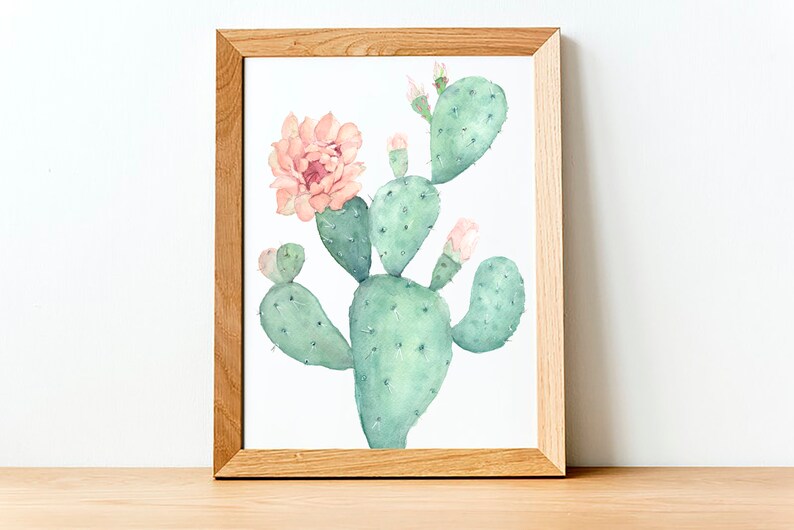 Cactus Print, Desert Art, Desert Wall Art, Desert Print, Cactus Painting, Prickly Pear Cactus Print image 7