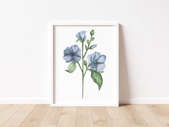 Hibiscus Wall Art, Hibiscus Watercolor Art Print, Hibiscus Print, Botanical Wall Art