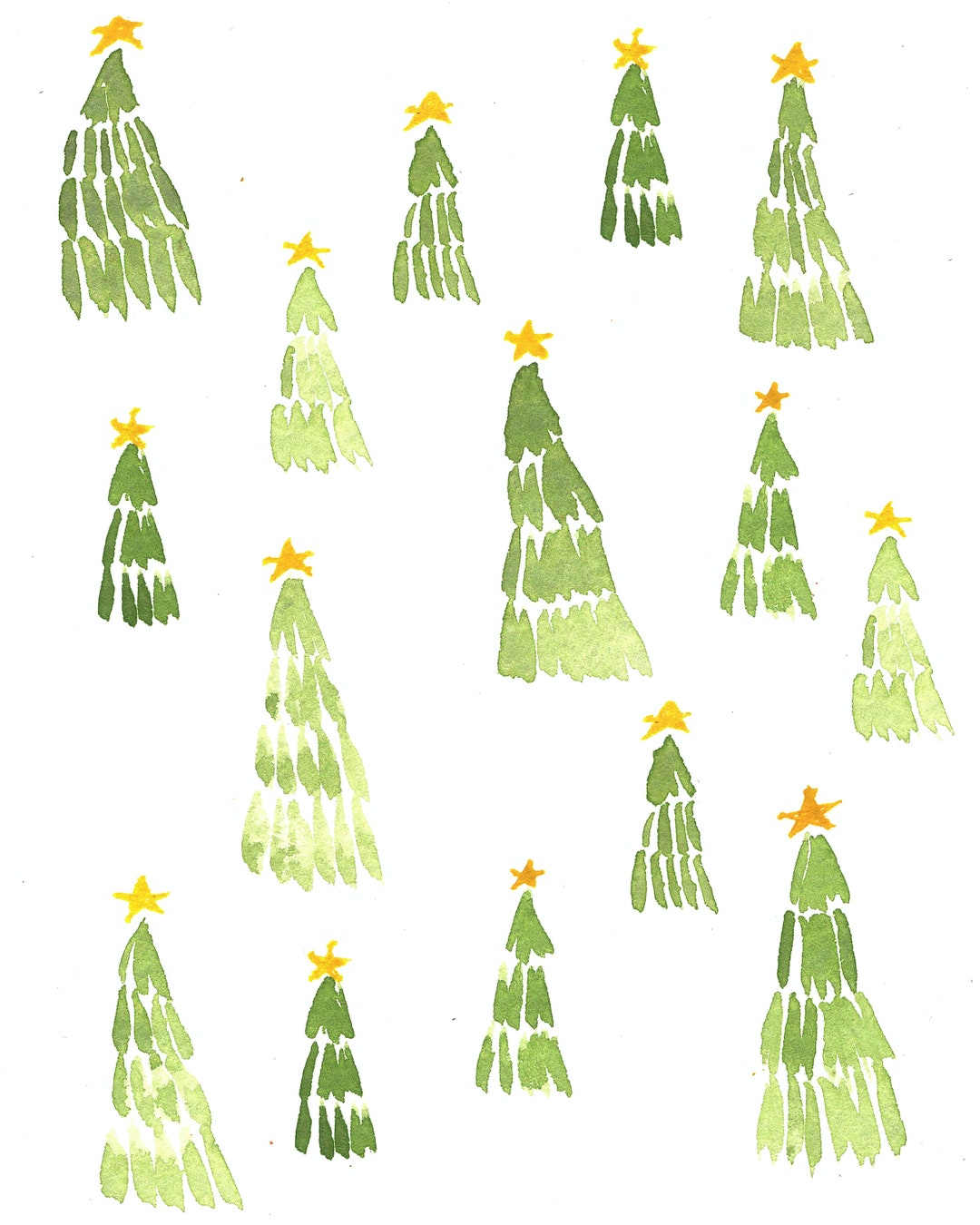 Christmas Trees Abstract Simple Art Print Etsy