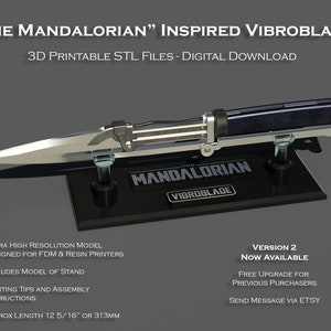 Mandalorian Inspired Vibroblade STL 3D Model for 3D Printing and Cosplay High Resolution