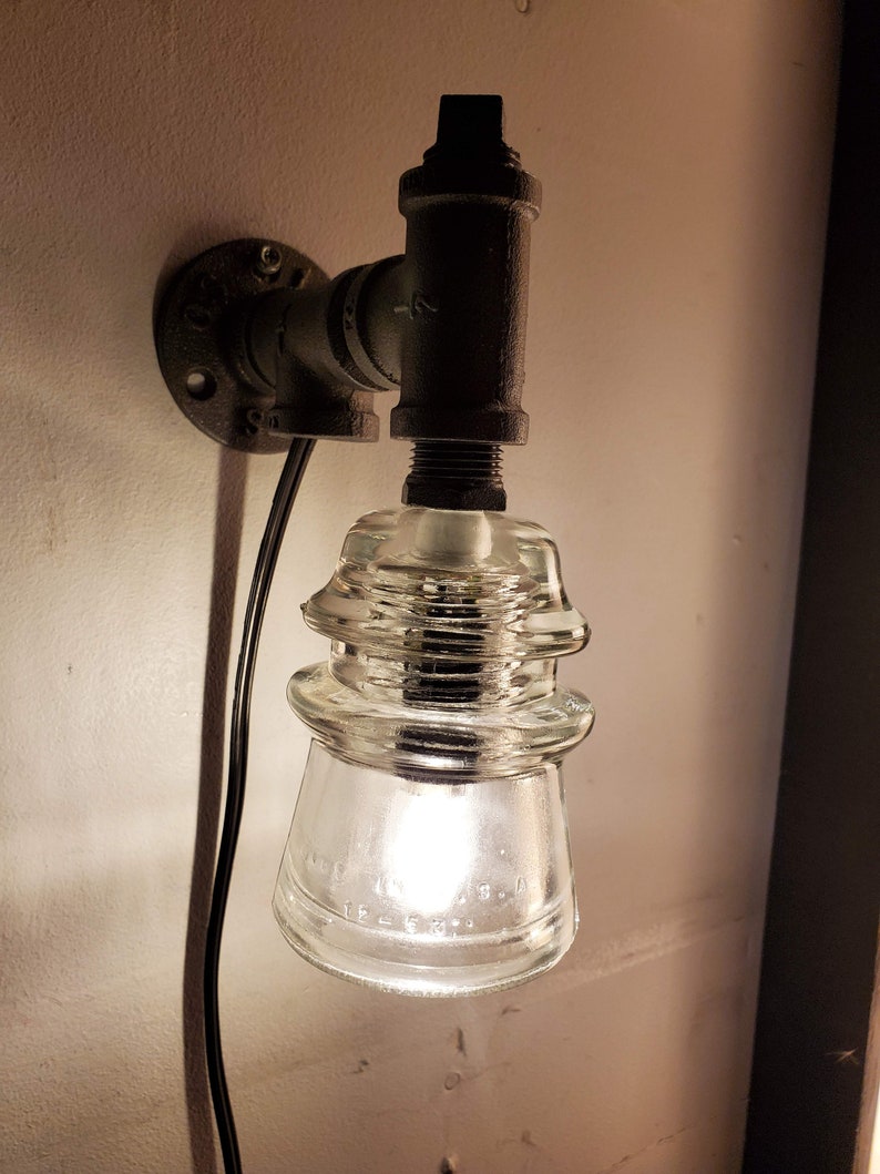 Glass Insulator Wall Mount Sconce Single Vintage Light Lights Etsy