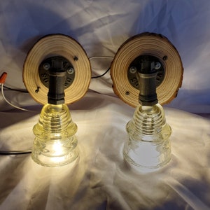 Pair (2) Glass Insulator Wall Sconce Log Cabin Themed Pair Vintage Light Lights Fixture Pine Wood Log Cabin Up North #SMCP1