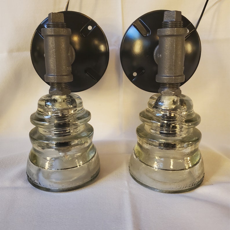 Pair 2 Glass Insulator Pair of Vintage Clear Wall Sconce Etsy