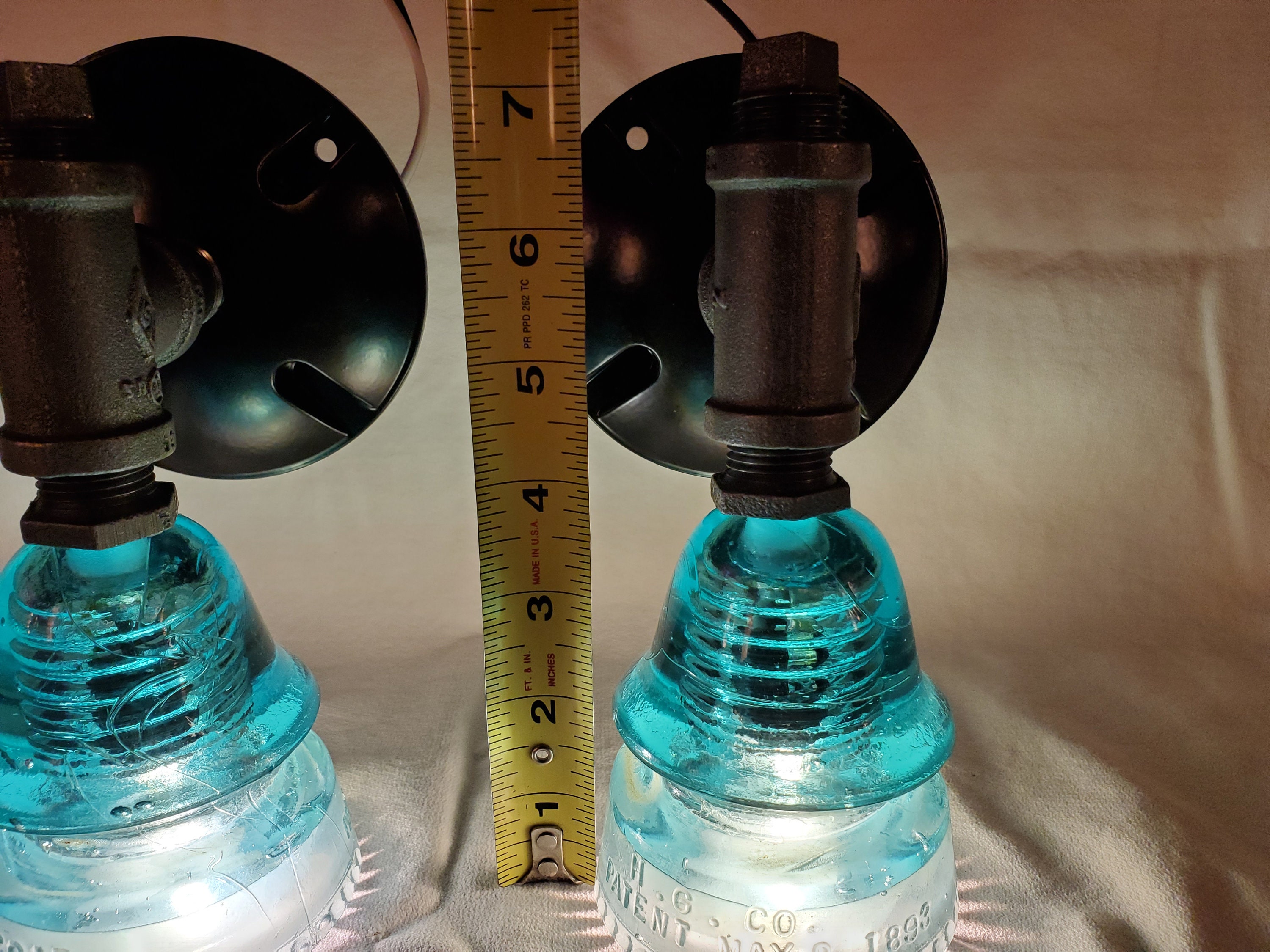 Pair 2 Glass Insulator Wall Sconce Pair Vintage Light Lights Etsy