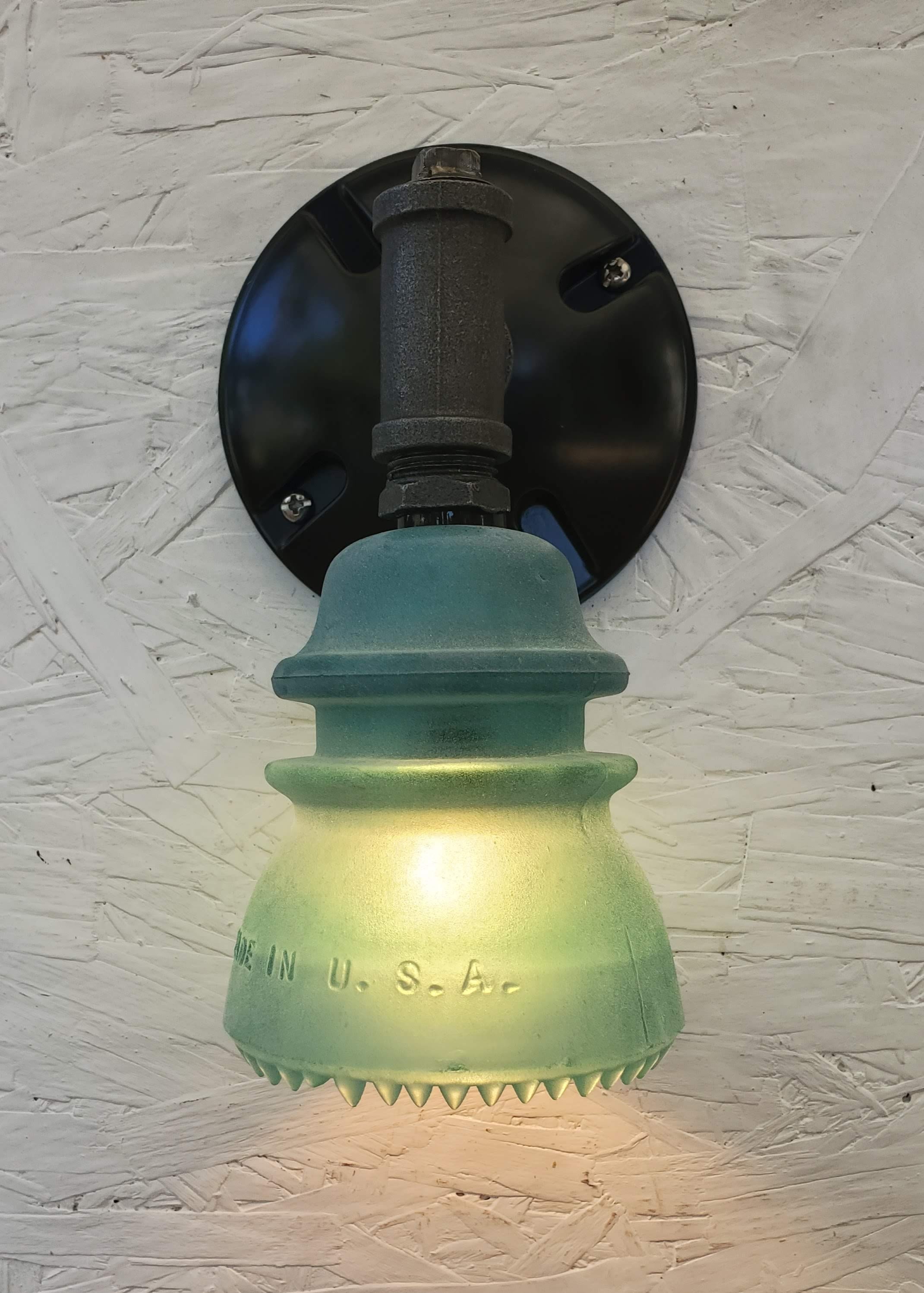 Pair 2 Glass Insulator Wall Sconce Pair Vintage Light Lights Etsy