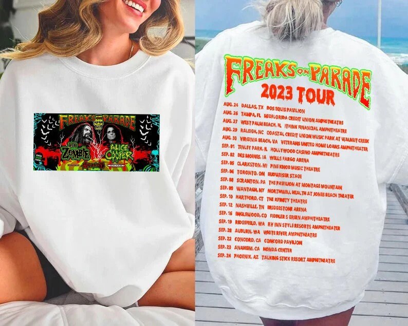 Rob Zombie & Alice Cooper Freaks on Parade Tour 2023 Shirt Etsy
