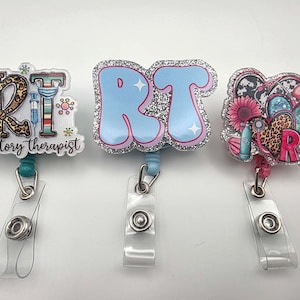 RT Respiratory Therapist Badge Reel: Sparkle Glitter Badge ID Holder