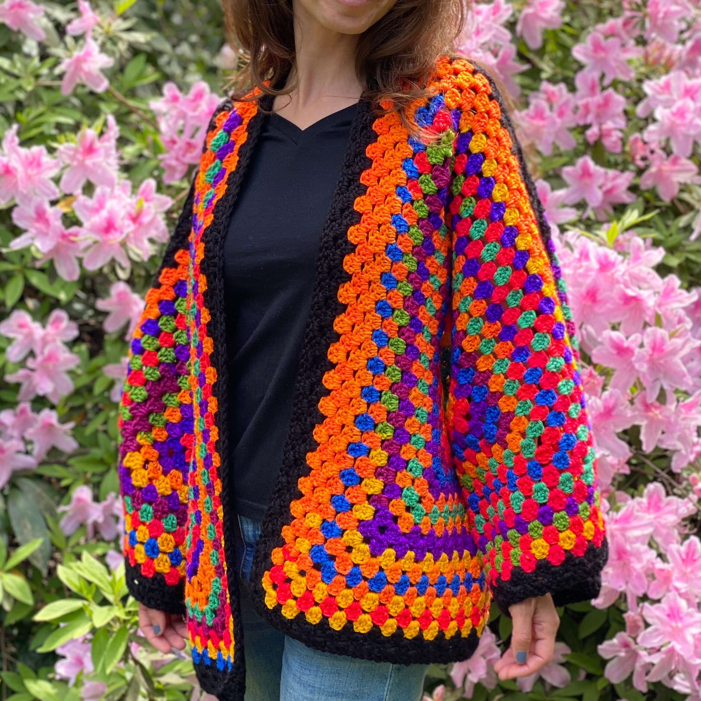 Handmade Boho Crochet Hexagon Cardigan 