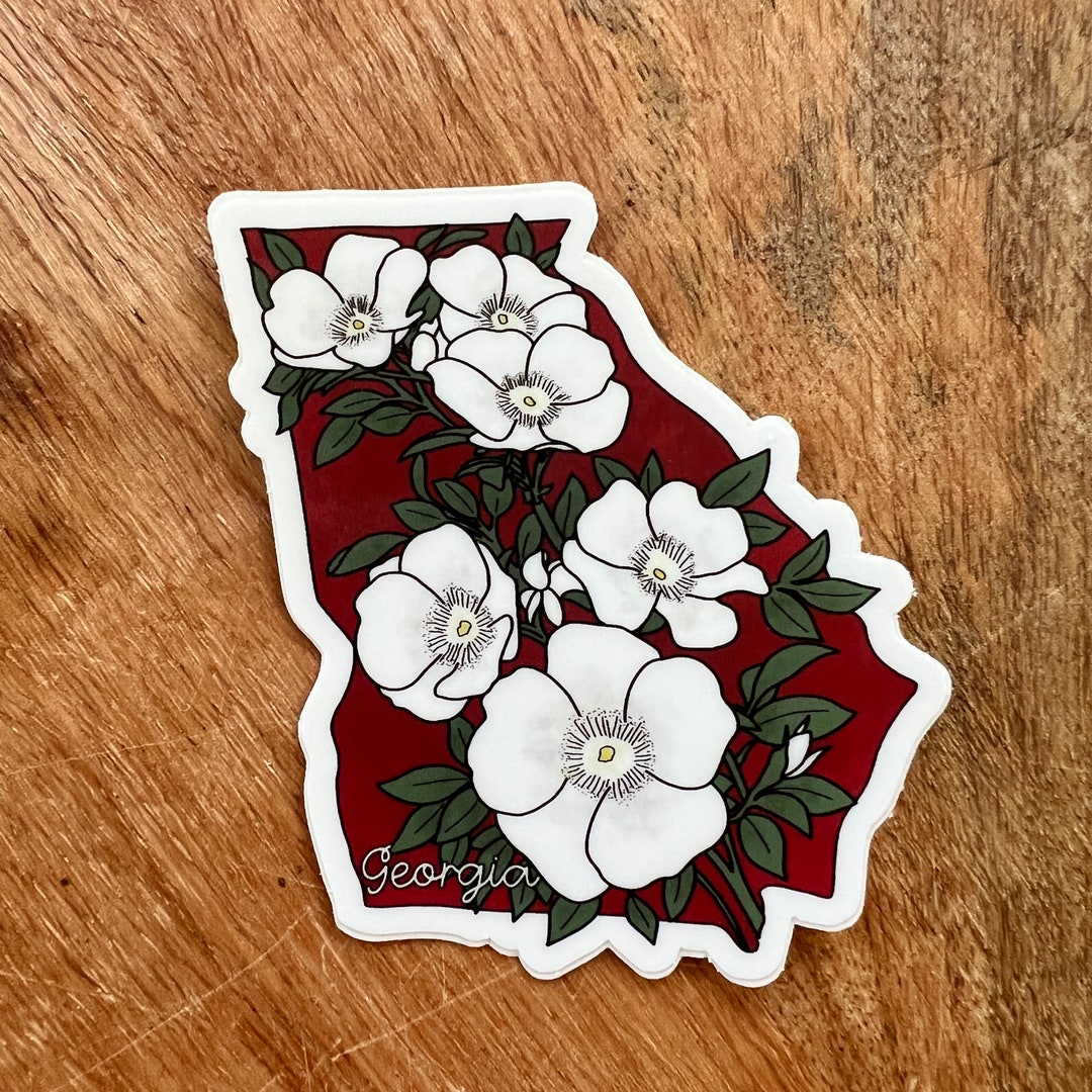 Georgia Native Sticker Georgia Floral Waterproof Vinyl Sticker, Georgia Decal, Cherokee Rose ...