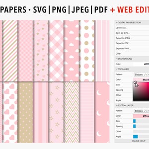 Bewerkbare Baby Girl Digitale Papieren, Baby Girl Shower, Nursery Papers, Baby Achtergronden, Naadloze Patronen, Het is een Meisje Scrapbook, Comm. Gebruik