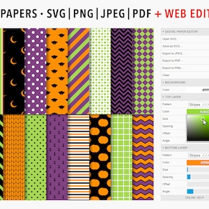 Editable Halloween Digital Paper Pack: Halloween Backgrounds, Printable Halloween Clipart, Halloween Decor, Commercial Use Seamless Patterns