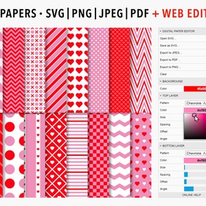 Papeles digitales editables de San Valentín: Fondos románticos personalizables, patrones imprimibles sin costuras del Día de San Valentín / Uso comercial